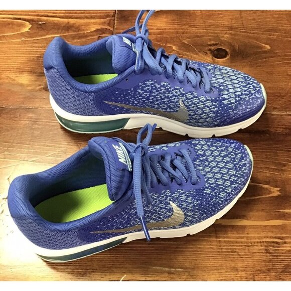 6 Youth Nike Air Max Sequent 2 Blue Low Top Sneaker - Picture 1 of 4